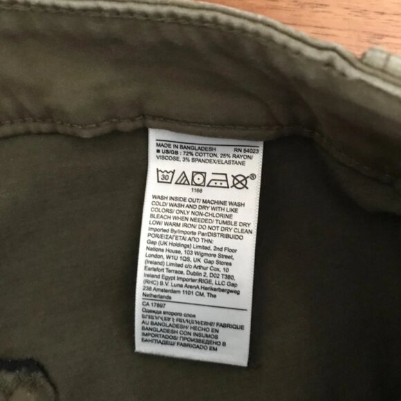 Banana Republic SLOAN Utility Heritage Olive Green Mid Rise Cargo Chino Size 2 - Picture 7 of 8